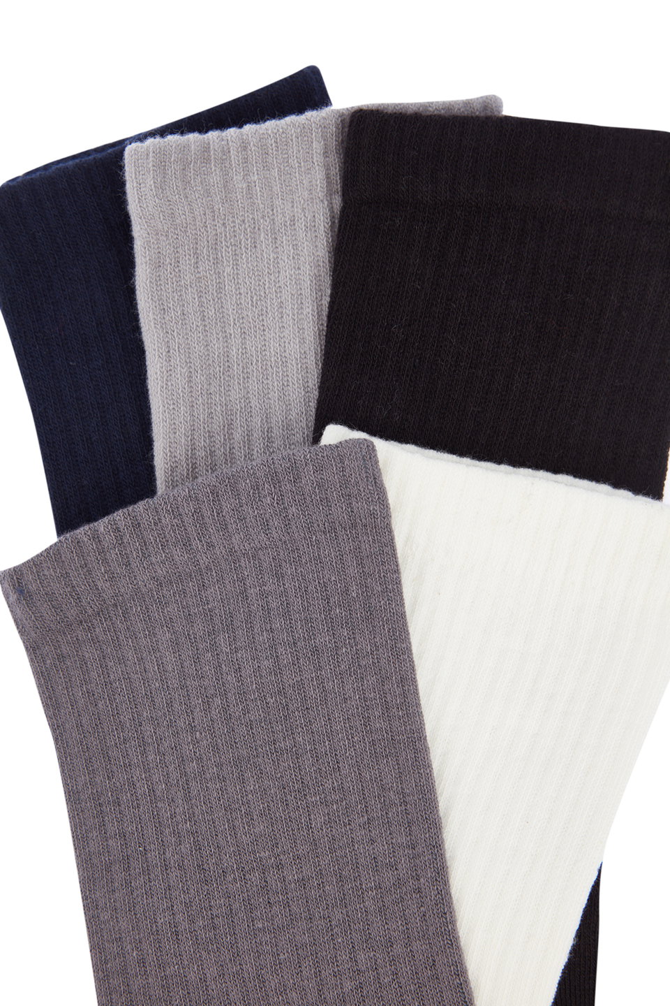 Multi-Colored 5-Pack Plain Textured College Socks TMNAW24CO00026