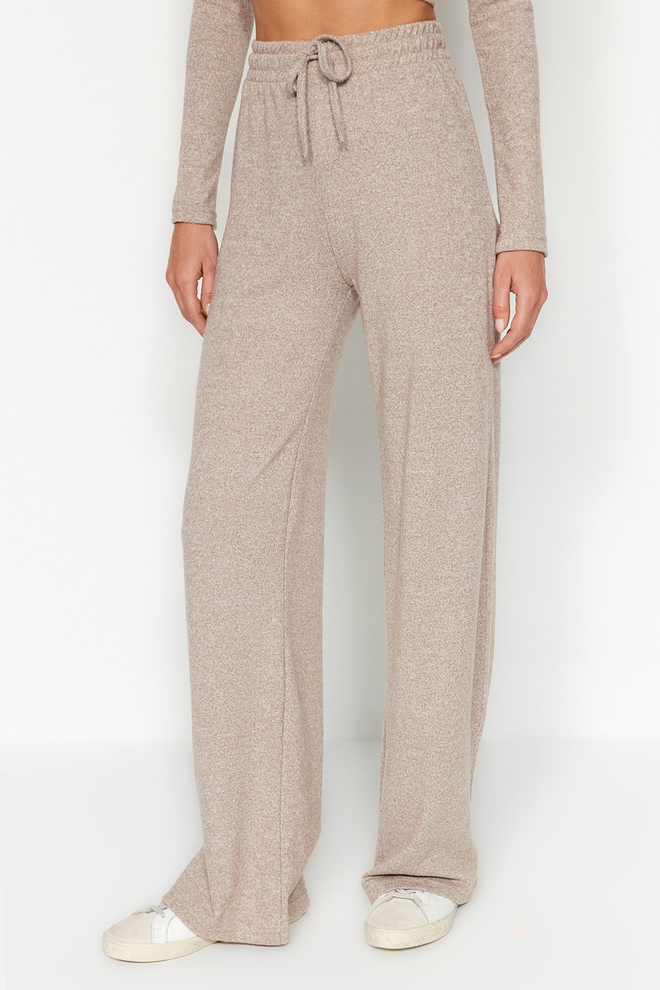 Soft Crop and Wide Leg Knitted Top and Bottom Set TWOAW23AU00125