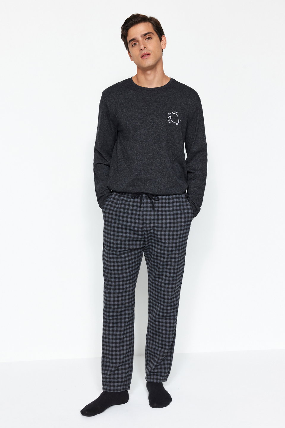 Regular Fit Comfortable Pattern Plaid Woven Unisex Pajama Bottoms Tracksuit TMNAW24PJ00020